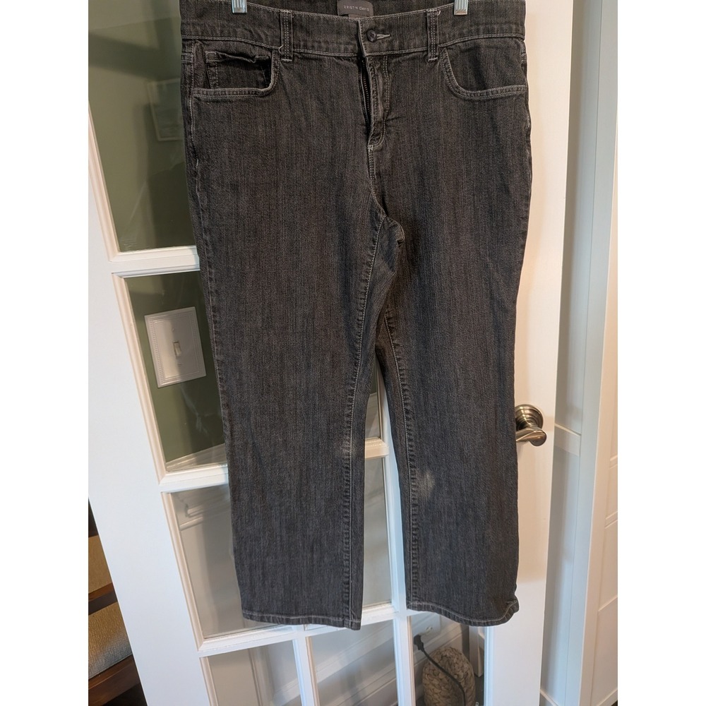 Kristin Davis Womens Size 12 Gray Straight Leg Denim Jeans Charcoal Wash
